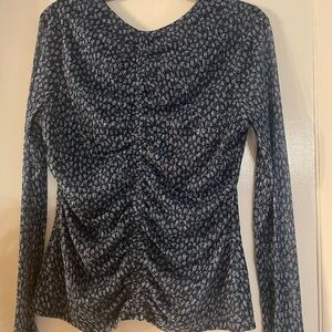 Michael Kors Dark Blue Textured Blouse